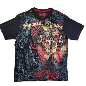 Pepe Jeans Mens Graphic Tee With Immortal Gladiator Design Black/Red Size L